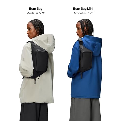 RAINS Bum Bag - Black Waterproof Unisex Sling Bag for Men and Women - Adjustable Strap, Coated Zip Closure - Crossbody Belt Bag for Travel and Everyday Use - 2 Year Warranty - size: Standard