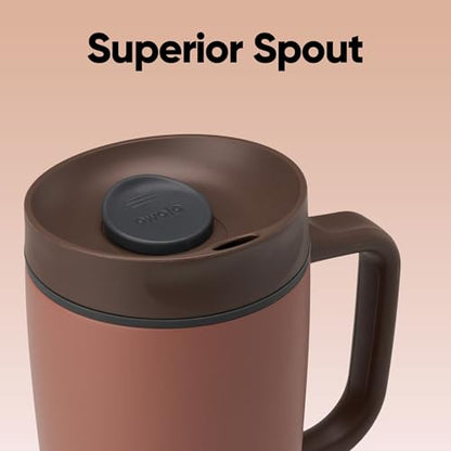 Owala SmoothSip Slider Stainless Steel Insulated Travel Mug with Handle, 100% Leak Proof, For Hot and Cold Drinks, Travel Friendly with Sliding Lock Lid, 24 oz, BPA Free, Leak Proof, Cozy Cocoa - color: Cozy Cocoa, size: 24 Ounces