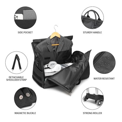 seyfocnia Rolling Garment Bag,Rolling Duffle Bag with Wheels Rolling Garment Bags for Travel with Shoe Pouch Carry On Bag Weekender Bags Garment Duffel Bag for Men or Women-Grey - color: A2-Grey-2P