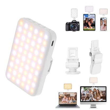 BANSINE Portable LED Photo Light - USB-Rechargeable, Up to 6500K Color Temperature for Selfie, Zoom Conference, Video, Makeup - color: Whte