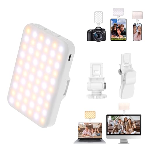 BANSINE Portable LED Photo Light - USB-Rechargeable, Up to 6500K Color Temperature for Selfie, Zoom Conference, Video, Makeup - color: Whte