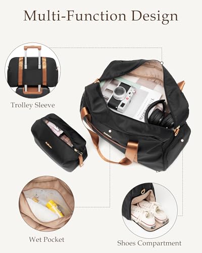LONG VACATION Luggage Sets 5 Piece, Suitcases With Wheels, PC+ABS Hardshell Luggage Set with Spinner Wheels, TSA Lock (Black Brown) - color: Black Brown, size: 5 Piece Set (20, 24, 28 Inch)