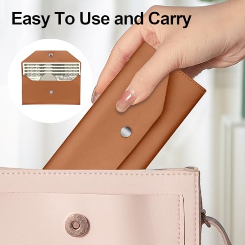 Pu Leather Cash Envelope Wallet - Reusable Cash Stuffing Wallet for Men and Women -Brown - color: brown