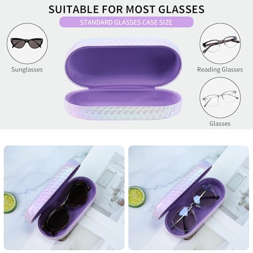 PERFECTSIGHT Sunglasses Case, Large Hard Shell Glasses Case, Cute PU Leather Protective Eyeglasses Case for Women Men - color: Gradient Purple+pink