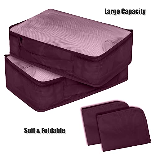 Packing Cubes Set, 2 Pcs Packing Organizers Set for Suitcases (Burgundy) - color: Burgundy