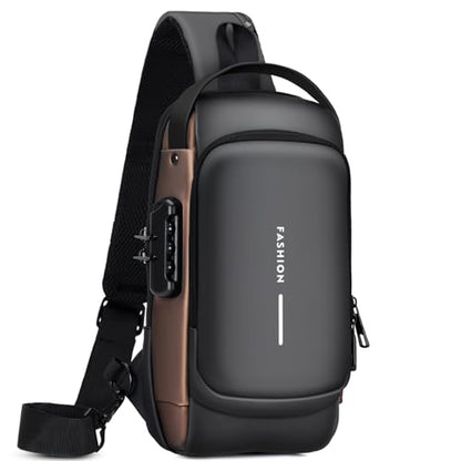 Rcrirth Sling Bag for Men | Anti-theft Crossbody Bag - Crossbody Shoulder Chest Bag for Daily use - color: Blackgold