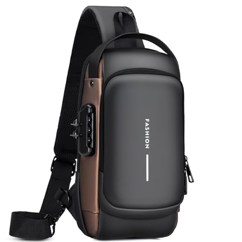 Rcrirth Sling Bag for Men | Anti-theft Crossbody Bag - Crossbody Shoulder Chest Bag for Daily use - color: Blackgold