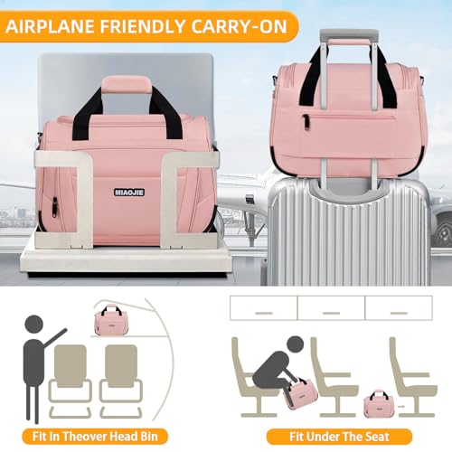 Underseat Carry On Luggage - Lightweight Travel Tote Weekender Bag Overnight Duffle for Travel, Personal Item - Pink-16Inch - color: Pink, size: 16IN