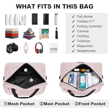 Kono Travel Duffel 20L Under Seat Carry-On Sports Tote Gym Weekender Overnight Bag - 15.75"x9.84"x7.87" Pink - color: Pink, size: M(15.75in x 9.84in x 7.87in)-20L