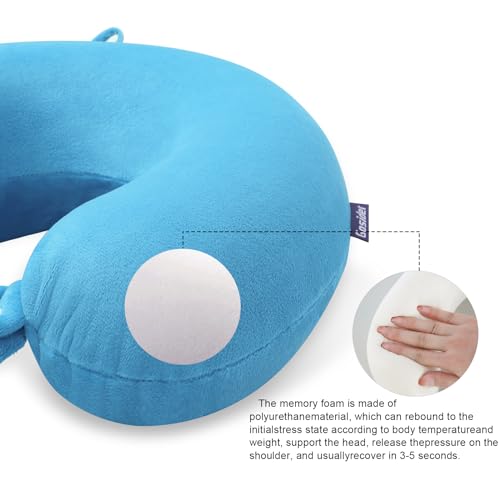 Neck Pillow for Travel Comfortable Travel Pillows U Shape Memory Foam Airplane Pillow Support Neck and Head Portable Neck Pillows Suitable for Airplane, Trains, Self-Driving Cars, Lake Blue Color - color: Lake Blue