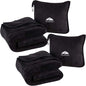 BlueHills 2-Pack Premium Soft Travel Blanket Pillow Airplane Blanket for Two in Soft Bag Pillowcase with Hand Luggage Belt and Backpack Clip, Compact Pack Large Blankets for Travel (Black T014) - color: Black-2pk-t014