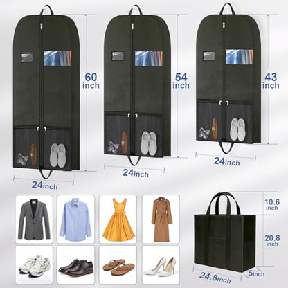 Travel Suit Bag for Men, Business Travel Garment Bag for Consultant, Foldable Garment Bag with Shoe Compartment, Clear Window, Handle, Zipper, Wrinkle Free Suit Bag for Conferences, Hotels, Office - style: Garmentbag 43INCH 1 pack