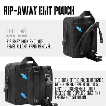 Tactical Medical Utility Pouch Rip Away First Aid Survival Bag for Travel Outdoor Hiking and Emergency Everyday Carry - color: Red