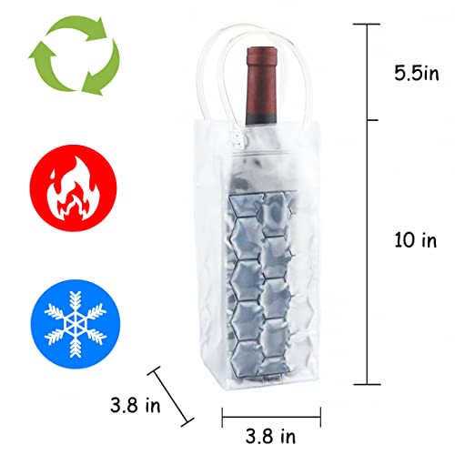 Ice Wine Bag, Wine Chiller, Wine Cooler Refrigerator, Wine Fridge, Wine Bottle Chiller Cooler for Red White Champagne or Sparkling. Gel Cooling Holder Freestanding Carrier Chilling. Set 2 - style: Clear Wine Bag