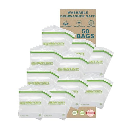 Smelly Proof BULK VALUE, 50-Pack HEAVY DUTY 5-mil Reusable Bags, Stand-Up, Expandable, Dishwasher-Safe, Odor-Proof, Durable Poly Nylon (Non-Silicone) US-Made 8.5" x 10" Quart 50pk - size: 50pk Quart 8.5" x 10"