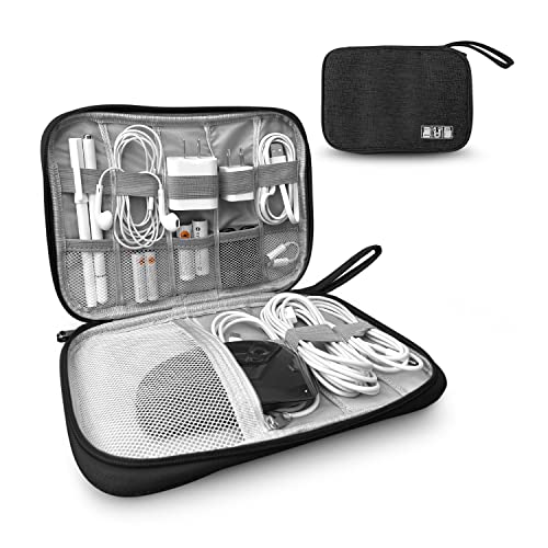 Electronics Charger Organizer - Travel Cable Case for Cords, Chargers, and Tech Accessories - color: Black
