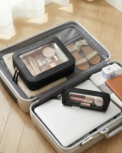 LETGO Clear Makeup Bag Set,Portable Clear Makeup Bag Waterproof Travel Makeup Brushes Bag Makeup Pouch TSA Approved Toiletry Bag Women Traveling Car Accessories for Girls(Dual Black) - color: Dual Black