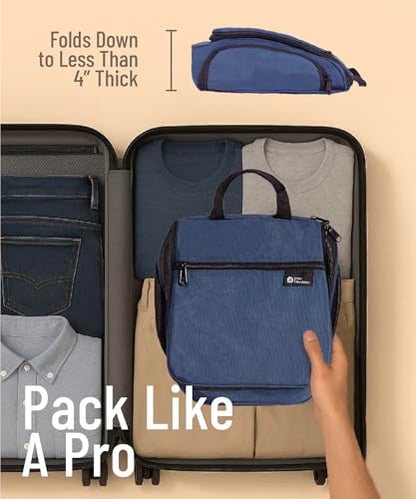 D&D Wanderlust D&D Hanging Travel Toiletry Bag for Men and Women – Cosmetics, Makeup and Toiletries Organizer Kit with 10 Compartments - color: Oxford Blue
