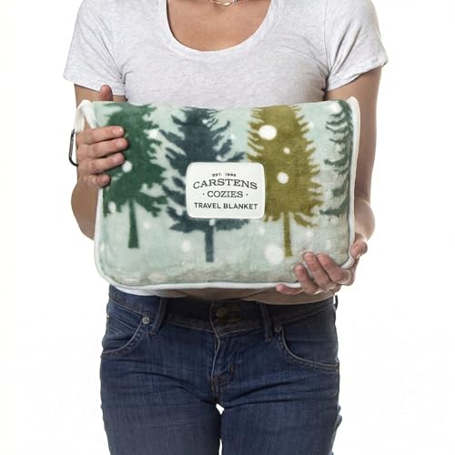Carstens, Inc. Travel Blanket, Premium Compact 2-in-1 Airplane Blanket/Pillow, Snowflake Forest - color: Snowflake Forest