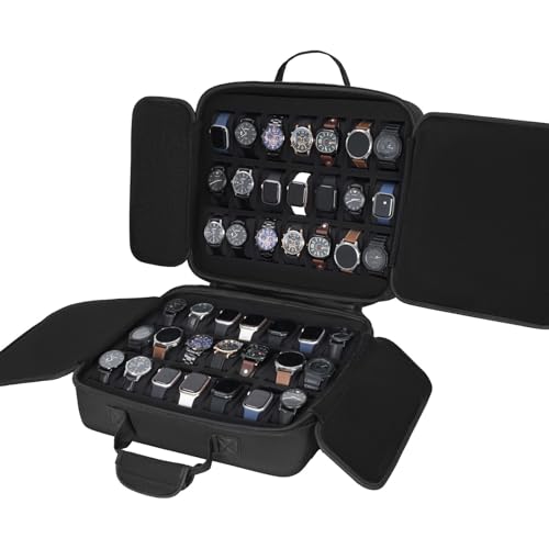 42 slots watch storage box, portable hard watch travel box, watch storage display storage box, padded watch portable box for watches - size: 42 Slots