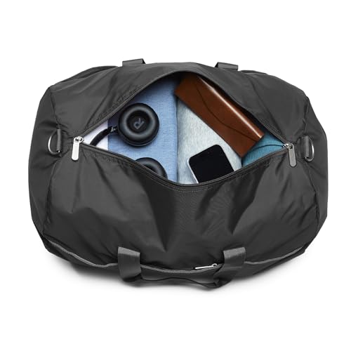 Amazon Essentials Lightweight 20-inch Duffel Bag for Travel with 30 lb Weight Capacity, Zippered Pockets, Collapsible Design, Black - color: Black, size: 20 inches