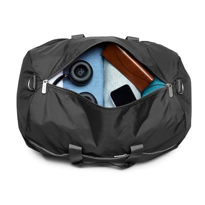 Amazon Essentials Lightweight 20-inch Duffel Bag for Travel with 30 lb Weight Capacity, Zippered Pockets, Collapsible Design, Black - color: Black, size: 20 inches