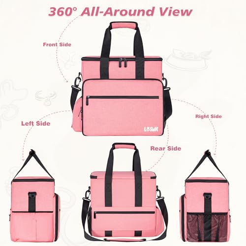 5 Set Dog Travel Bag for Supplies, Dog Lovers, Large Pet Travel Kit Includes 2 Food Containers, 2 Collapsible Bowls, Pink - color: Flamingo Tourmaline