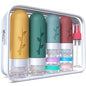 DEPOZA Travel Bottles Kit (16 Pack) - TSA Approved, Leak Proof Silicone Squeezable Containers for Toiletries. Complete Set with Jars, Sprayers & Bag (Wine Red) - color: Wine Red