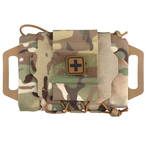 SABADO Rapid/Quick Deploy First Aid Kit Pack Tactical IFAK Pouch Two-Piece System Med Roll Carrier Hypalon Handle Outdoor Sport Hunting Bag - color: CP-87