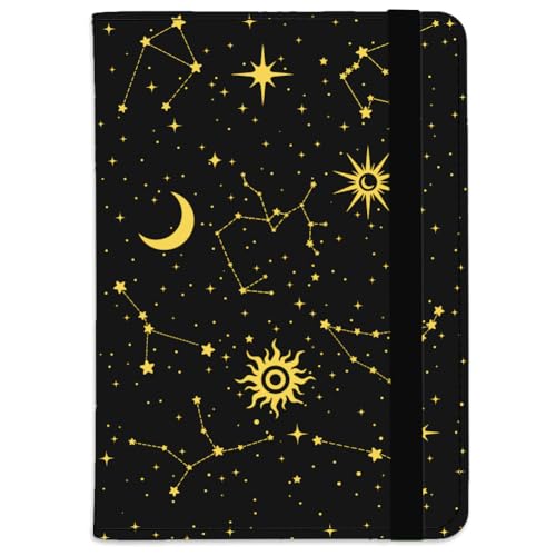 Minimalist Zodiac Passport Holder Cover Moon Star Black Travel Wallet Passport Case with Credit Card Slots for Women Men Travelling Essentials for Flying - color: Constellation