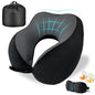 Memory Foam Travel Neck Pillow for Airplane – 360° Ergonomic Neck Support Pillow with Adjustable Fit, Breathable Washable Cover, Travel Pillow Set with Eye Mask, Earplugs & Storage Bag
