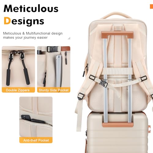Luggage Sets 3 Piece with Spinner Wheels, Lightweight PC Hardside Suitcase with TSA Lock & YKK Zippers, 20 Inch Carry On Luggage with Travel Bag for Men and Women, Beige - color: Beige, size: 3 Piece Set (20inch)