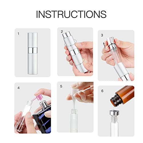 LISAPACK 8ML Atomizer Perfume Spray Bottle for Travel (3 PCS) Empty Cologne Dispenser, Portable Sprayer (Silver) - color: 3 Silver