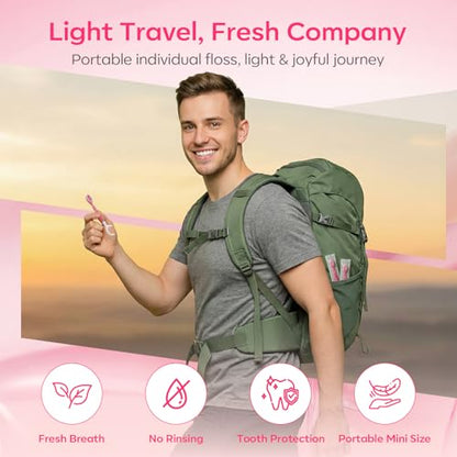 FAMILIFE Travel Toothbrush - 5 in 1 Mini Disposable Toothbrush with Toothpaste, Floss Picks & Tongue Scraper, Individually Wrapped Prepasted Brush for Weekend, Business Trip & Camping (Peach, 24pcs) - color: Peach 24 Pcs