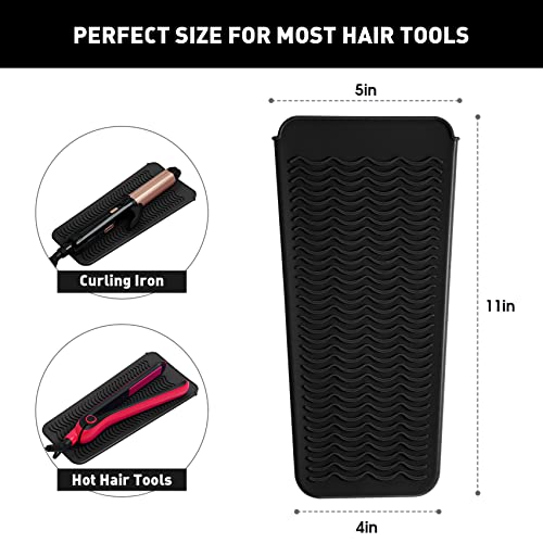 ZAXOP Resistant Silicone Mat Pouch for Flat Iron, Curling Iron,Hot Hair Tools (Black) - color: Black, size: 1 PACK