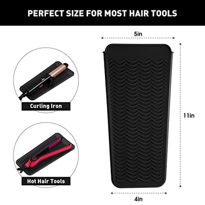 ZAXOP Resistant Silicone Mat Pouch for Flat Iron, Curling Iron,Hot Hair Tools (Black) - color: Black, size: 1 PACK