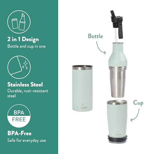 Tumbler, Stainless Steel 2-in-1 Travel Coffee Mug & Water Bottle, Leak Proof Insulated Cup for Hot & Cold Drinks, BPA Free, Fits Most Cup Holders (Sea Green) - color: Sea Green