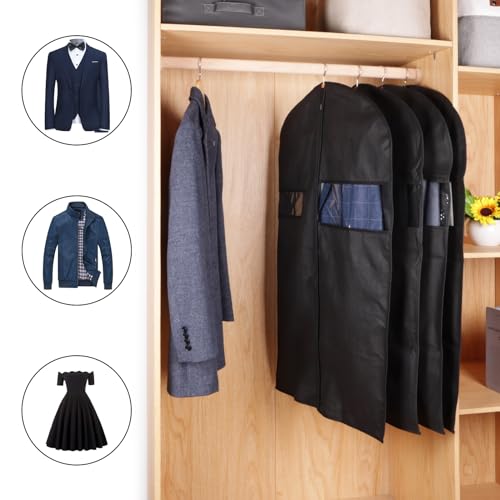 KEEGH 40" Suit Cover Bags for Men (Set of 20) Garment Bags for Hanging Clothes, Suit Bags for Closet Storage or Travel, Clothes Cover for Suits Coats with Clear Window and Label Pocket, Black - size: 40"-20pcs