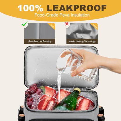 MIYCOO Cooler Backpack - 40 Cans Insulated Backpack Cooler for Men & Women, Portable 2 Leak Proof Compartments Coolers Bag for Beach Travel Picnic Lunch Hiking BBQ Camping - color: Gray