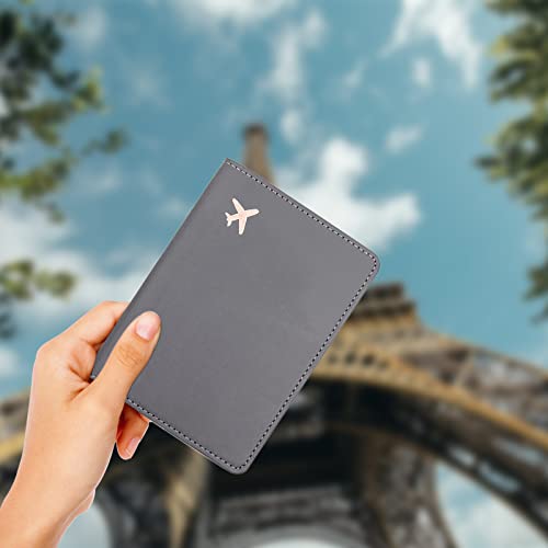 Passport Wallet, Gray, Unisex, Faux Leather, Waterproof, Slim, Lightweight, RFID Blocking, 2-in-1 Design, with Document Slots, Credit Card Slots, SIM Card Slots - color: Gray, style: Minimalist