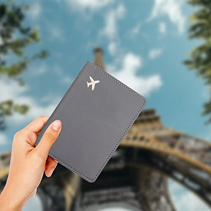 Passport Wallet, Gray, Unisex, Faux Leather, Waterproof, Slim, Lightweight, RFID Blocking, 2-in-1 Design, with Document Slots, Credit Card Slots, SIM Card Slots - color: Gray, style: Minimalist
