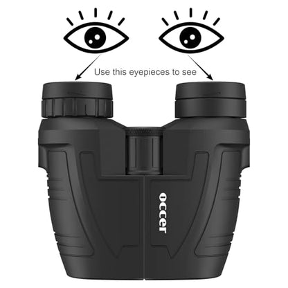Occer 12x25 Compact Binoculars for Adults and Kids, Large Eyepiece Waterproof Binocular with Low Light Vision,High Powered Easy Focus Binoculars for Bird Watching,Outdoor Hunting,Travel,Sightseeing