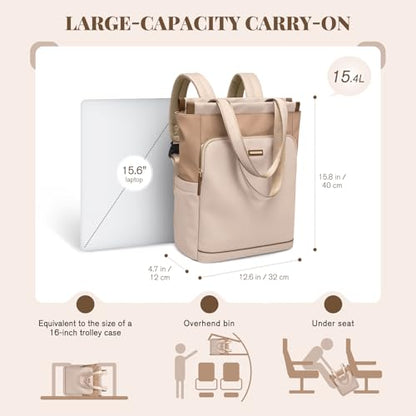 GOLF SUPAGS Convertible Laptop Backpack for Women Casual Daypack Notebook Tote Bag for Work College Travel Leisure (Nut Latte) - color: Nut Latte