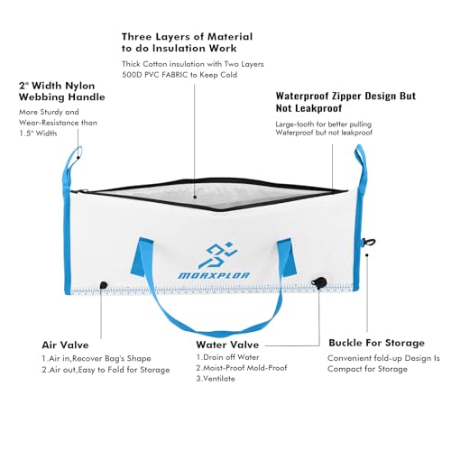 MORXPLOR Insulated Fish Cooler Bag for Fishing 41x17 47x17In 50x20In 60x24 72x30 80X40 Inches,Large Insulated Fish Kill Bag,Fishing Catch Bag Cooler with Water-resistant Zipper - color: 41inch White