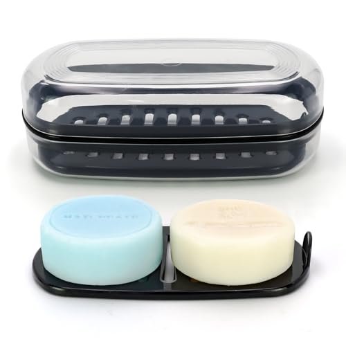 OZNER Clear Travel Soap Case Compatible with Kitsch - Leak-Proof Multi-Use Soap Holder with Draining Layer for Shampoo Bars, Gym, Travel & Camping（Transparent White,1 Pack） - color: Transparent