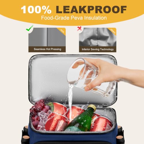 MIYCOO Cooler Backpack - 40 Cans Insulated Backpack Cooler for Men & Women, Portable 2 Leak Proof Compartments Coolers Bag for Beach Travel Picnic Lunch Hiking BBQ Camping - color: Dark Blue