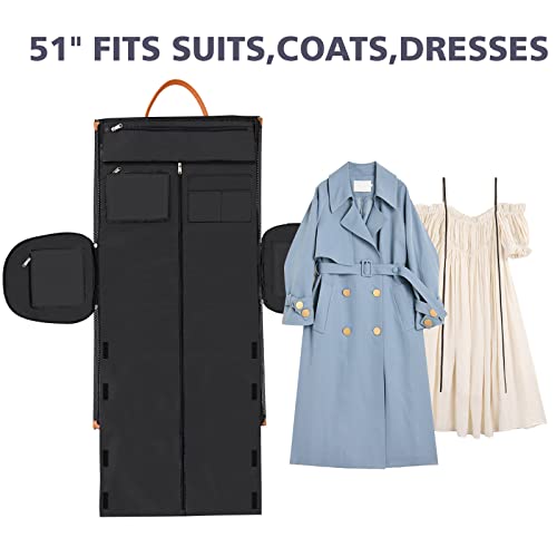 Garment Bag for Travel Convertible Carry On Garment Bag Large Travel Duffel Bags for Women 2 in 1 Hanging Suitcase Suit Travel Bags for Women & Men 3pcs Set - color: E-black Dot