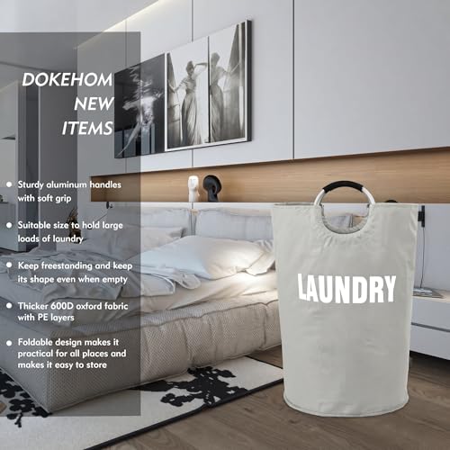 DOKEHOM 160L XX-Large Laundry Basket (7 Colors), Collapsible Laundry Bag, Foldable Laundry Hamper, Folding Washing Bin (Grey, XXL) - color: Light Grey, size: 160L