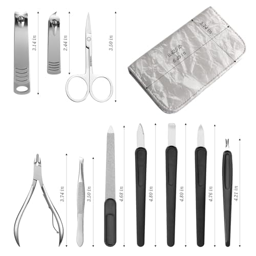 Manicure Pedicure Set, Nail Clipper Set 10-Piece Set Professional Manicure Kit Nail Kit with Portable Gray Travel Case Gift for Men Boyfriend Parent - color: gray