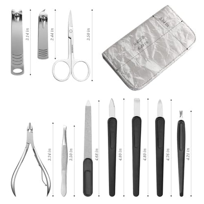 Manicure Pedicure Set, Nail Clipper Set 10-Piece Set Professional Manicure Kit Nail Kit with Portable Gray Travel Case Gift for Men Boyfriend Parent - color: gray